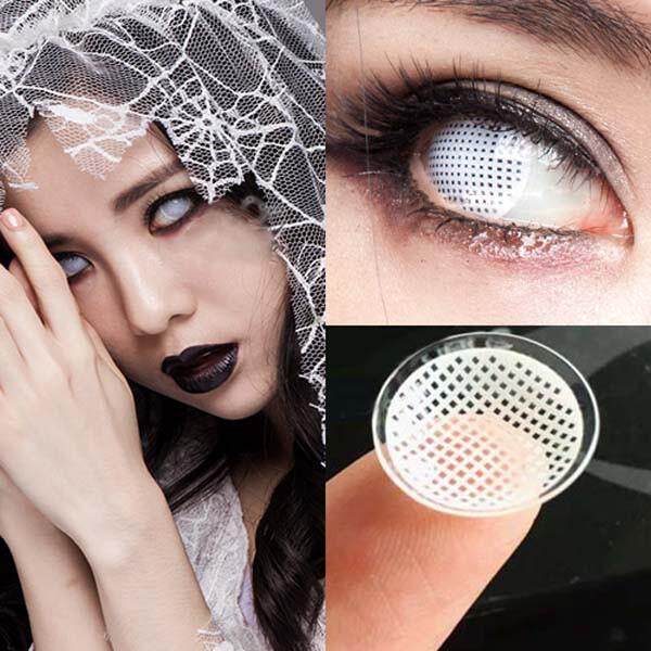 1 Pair White Mesh Large Diameter Eyes Cosmetic Colored Contact Lens Cosplay Halloween