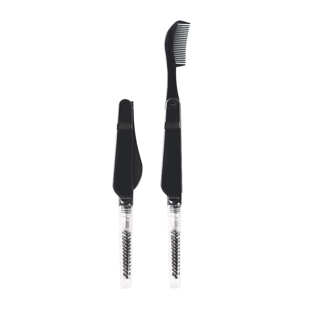 Mini Folding Steel Comb False Eyelash Brush Eyelash Comb Straight Handle Small Eyebrow Comb Eyebrow Brush Beauty Makeup Cosmetic Tool