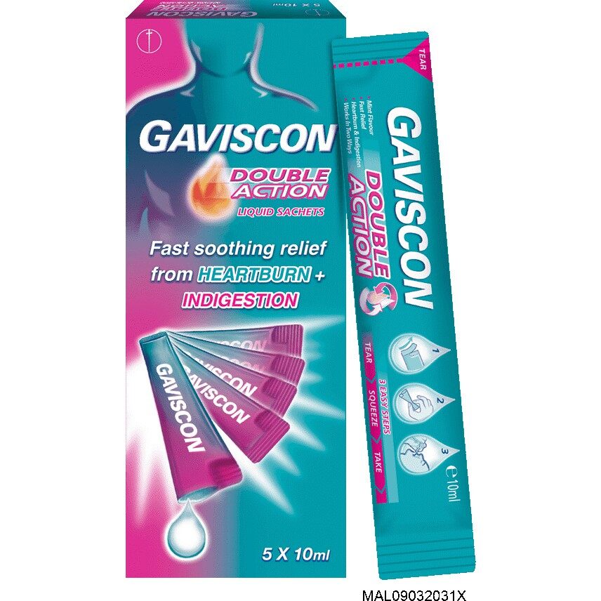 Gaviscon Double Action Sachets (5 sachets X 10ml) Lazada