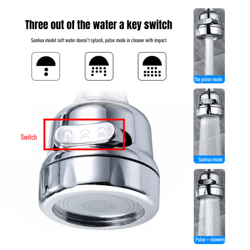Vòi Lọc Chống Bắn Áp Suất Xoay 360 ° Vòi Lọc Vòi Nước Nhà Bếp Vòi Lọc Nước Vòi Tăng Áp Vòi Phun Chống Bắn