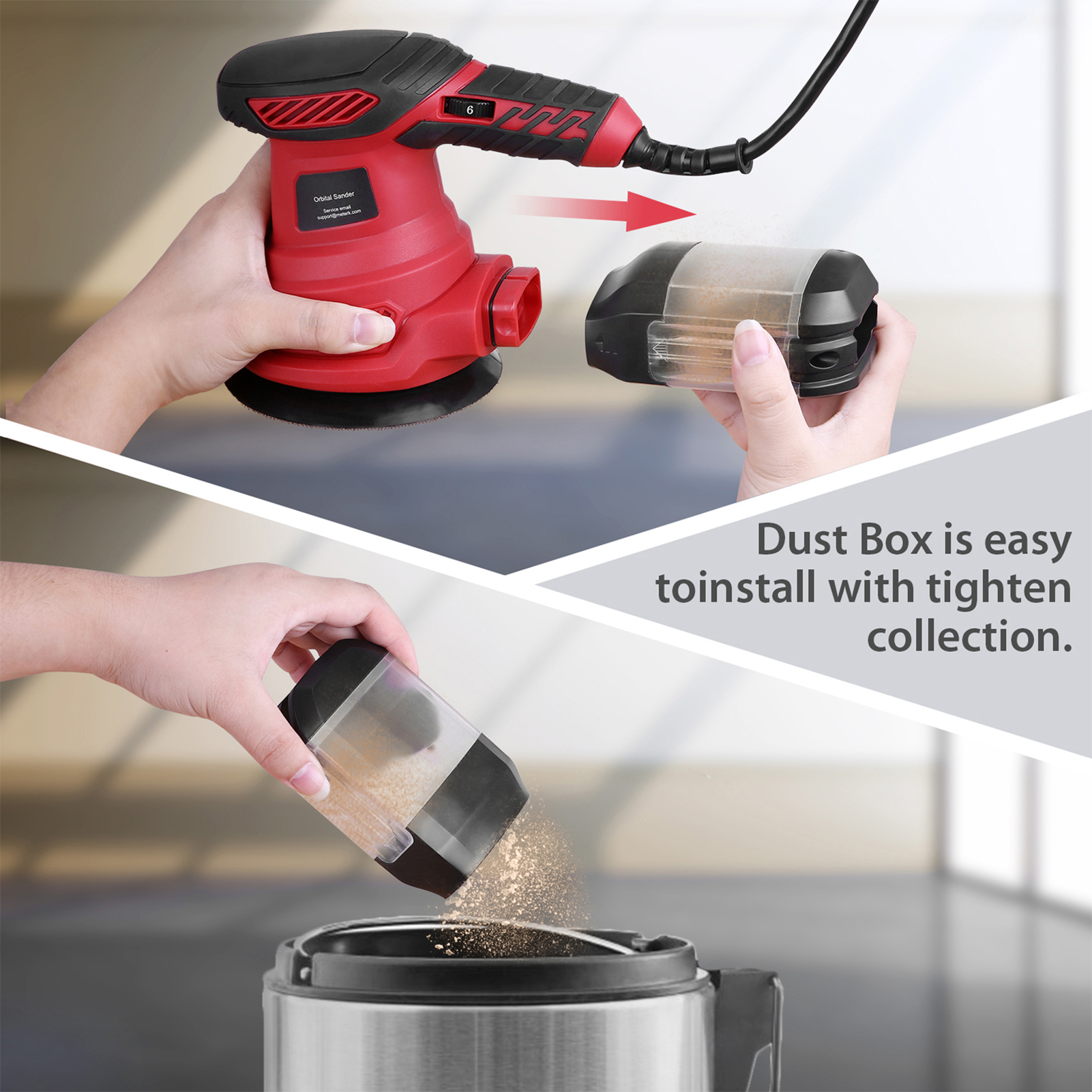 KKmoon 300W Random Orbit Sander 2.5-Amp Orbital Sander with 6 Variable Speeds 13000 OPM 20pcs Sanding Discs Sponge Disc Wool Disc Tool Bag Efficient Collector for Woodworking Sanding Detailing Finishing