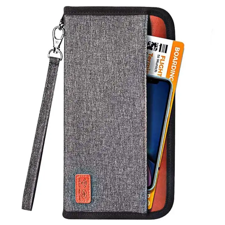 Travel Wallet Passport Holder With RFID Blocking Water Resistant Zipper Card Wallet For Men Women Family Business