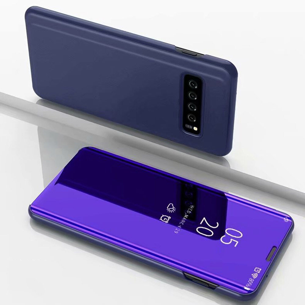 LEEWINDA For Samsung S10 Plus S10 5G S10E S10 Lite Phone Case, Luxury Smart Mirror Flip Stand Casing Clear View Cover
