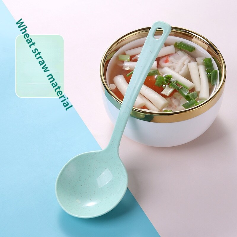 Candy Color Soup Spoon Wheat Stalk Spoon Kitchen Healthy Tableware Dining Table Spoon