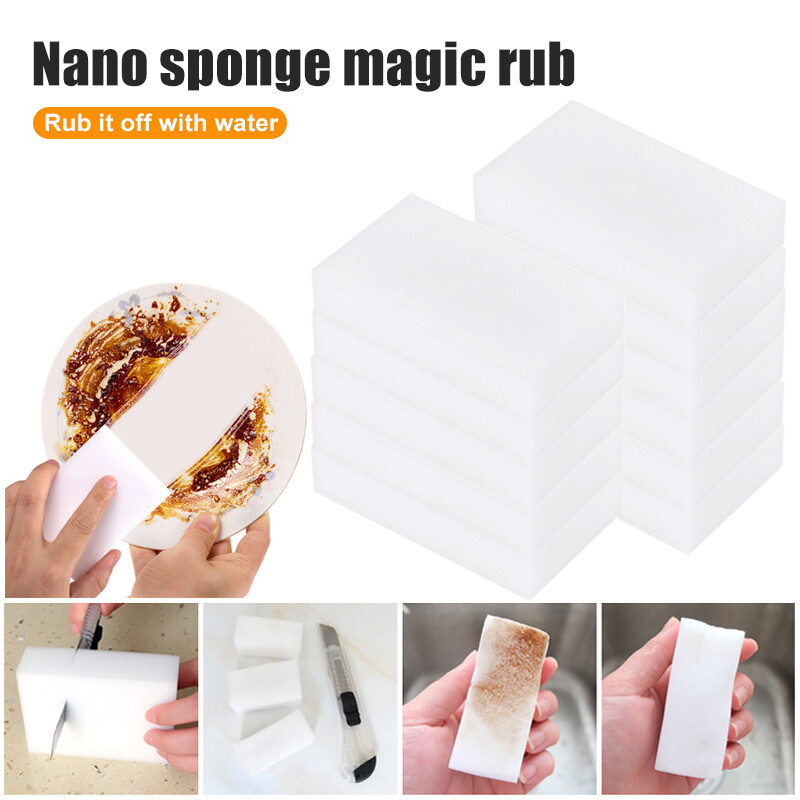 100PCS Magic Sponge Eraser Cleaning Melamine Multi-use Foam Cleaner White 10x6x2cm