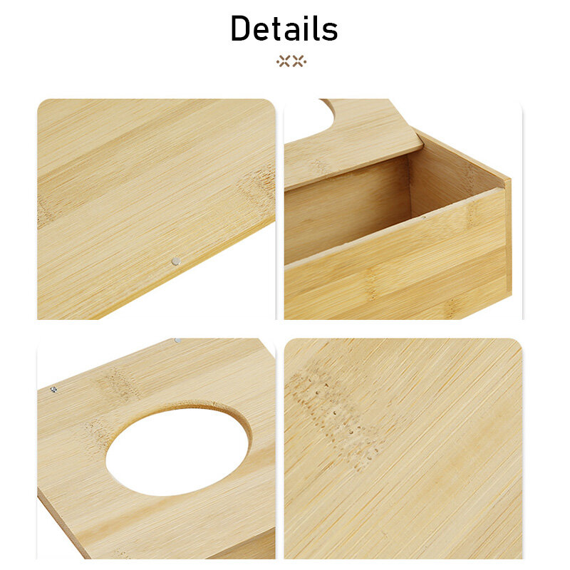 Tissue box dust-proof storage creative paper box bamboo wood desktop multi-function paper box hotel car