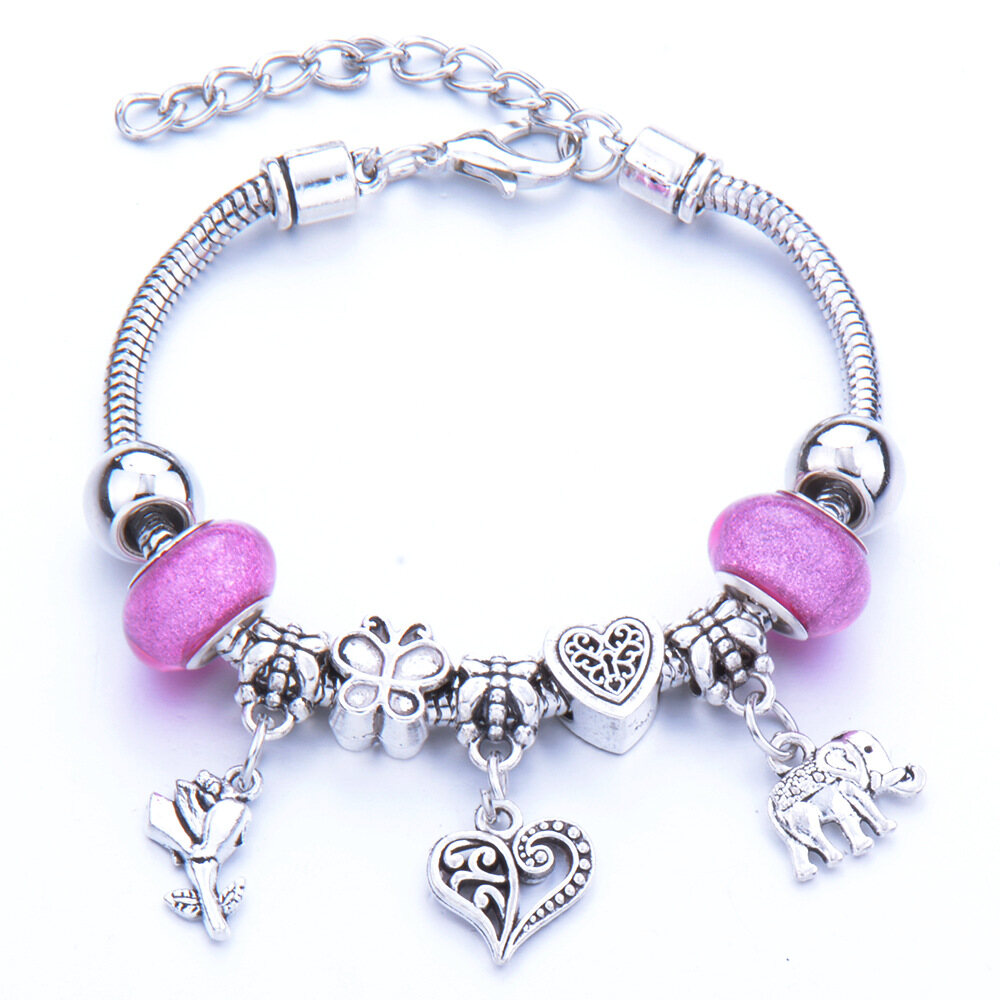 T-B Multi-style Elephant Beaded Bracelet Multi-element Glass Beads Retro Bracelet