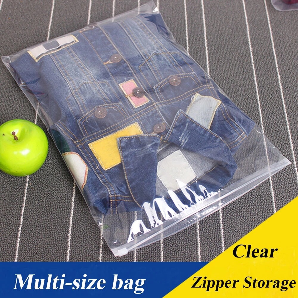 Polocat 1PCS Waterproof Scrub EVA Clear Plastic Seal Storage Bag Zip Lock Bag Portable Package Organizer