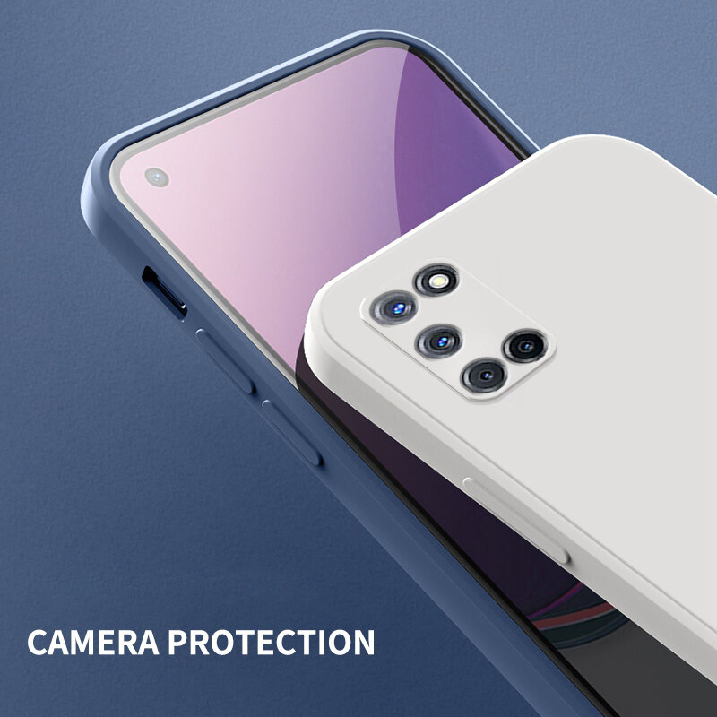 YBD case For OPPO A52 A92 Accurate camera hole protection Casing ,Thin Soft Liquid Silicone Cover Candy Color Cases with free phone Lanyard