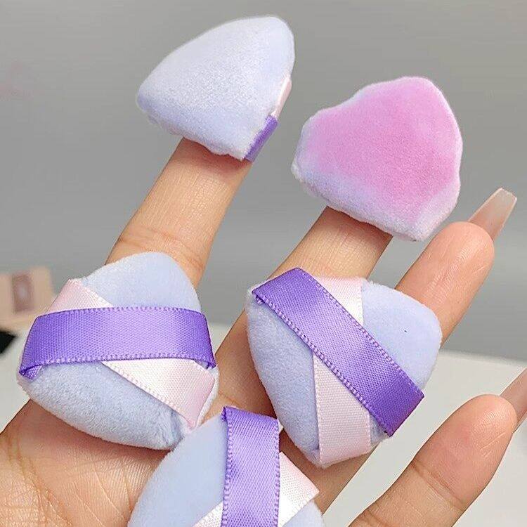 Dorisna Mini Triangle Flocking Powder Puff Velvet Finger Makeup Sponge Compact Setting Powder Blusher Powder Puff