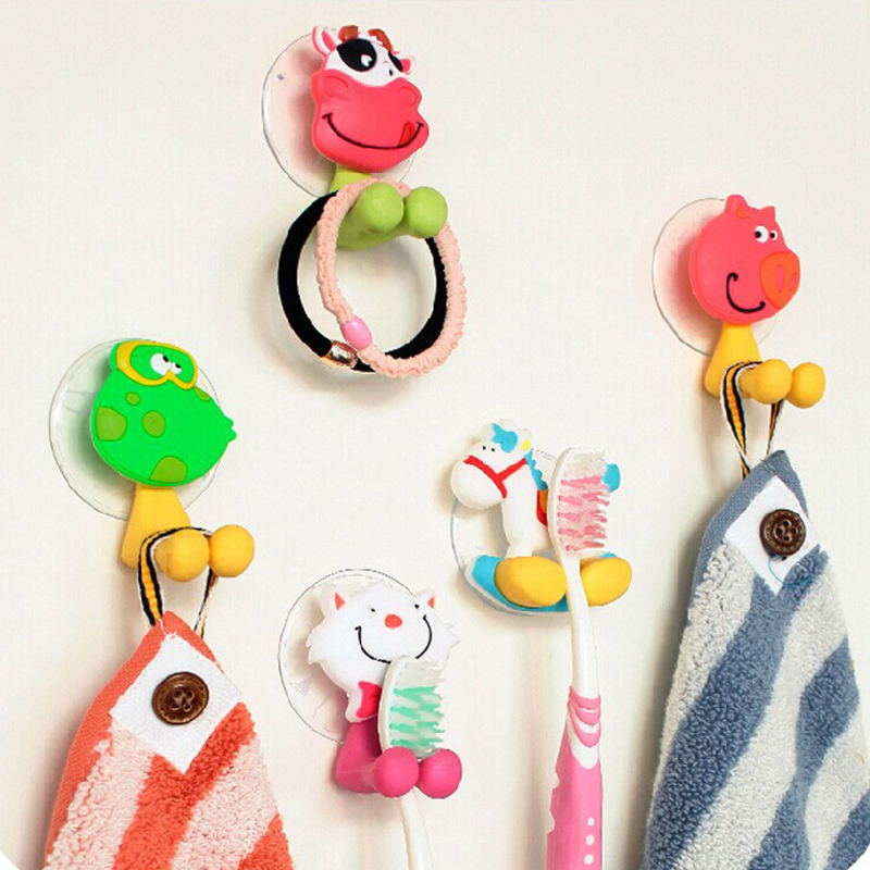 Cartoon Animal Toothbrush Holder Suction Cup Toothpaste Toothbrush Rack Plug Hook