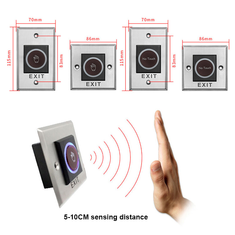 Dụng Cụ Mở Công Tắc Nhả Nút Thoát Không Chạm Đèn LED No COM NC Cho Hệ Thống Kiểm Soát Ra Vào Cửa Mở Ra