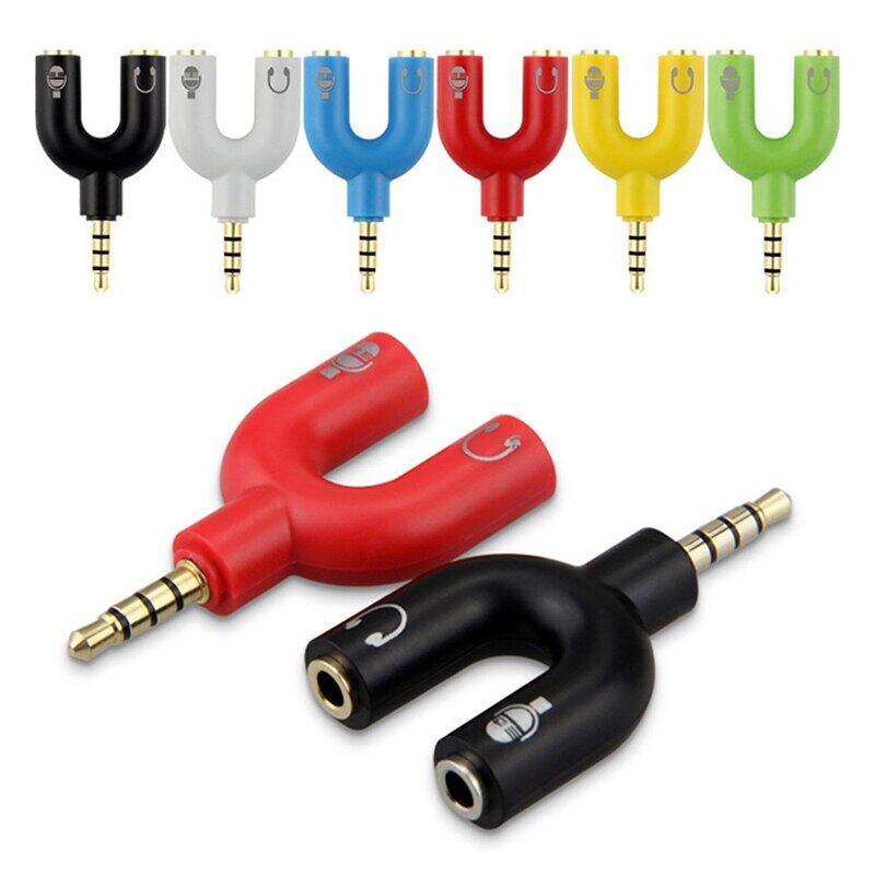 3.5mm Audio Microphone Earphone Splitter Connector Mic Headset Jack Converter Plug Adapter For Mobile Phone Tablet PC