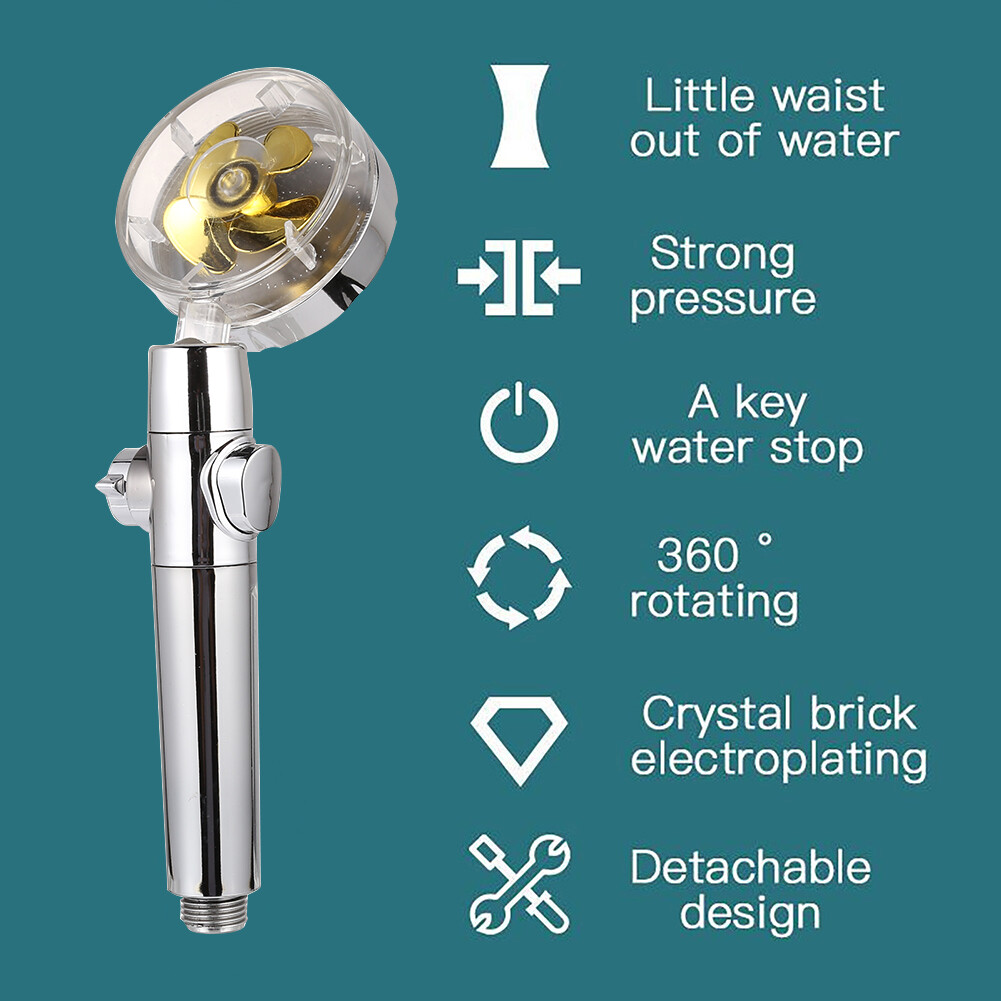 Multi-color Propeller Handheld Shower Head Nozzle High Pressure Adjustment