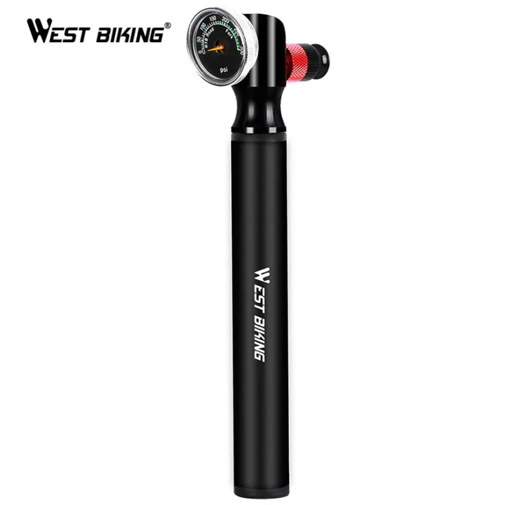 WEST BIKING Alloy Bicycle Pump Portable Mini Tire Inflator with Pressure Gauge