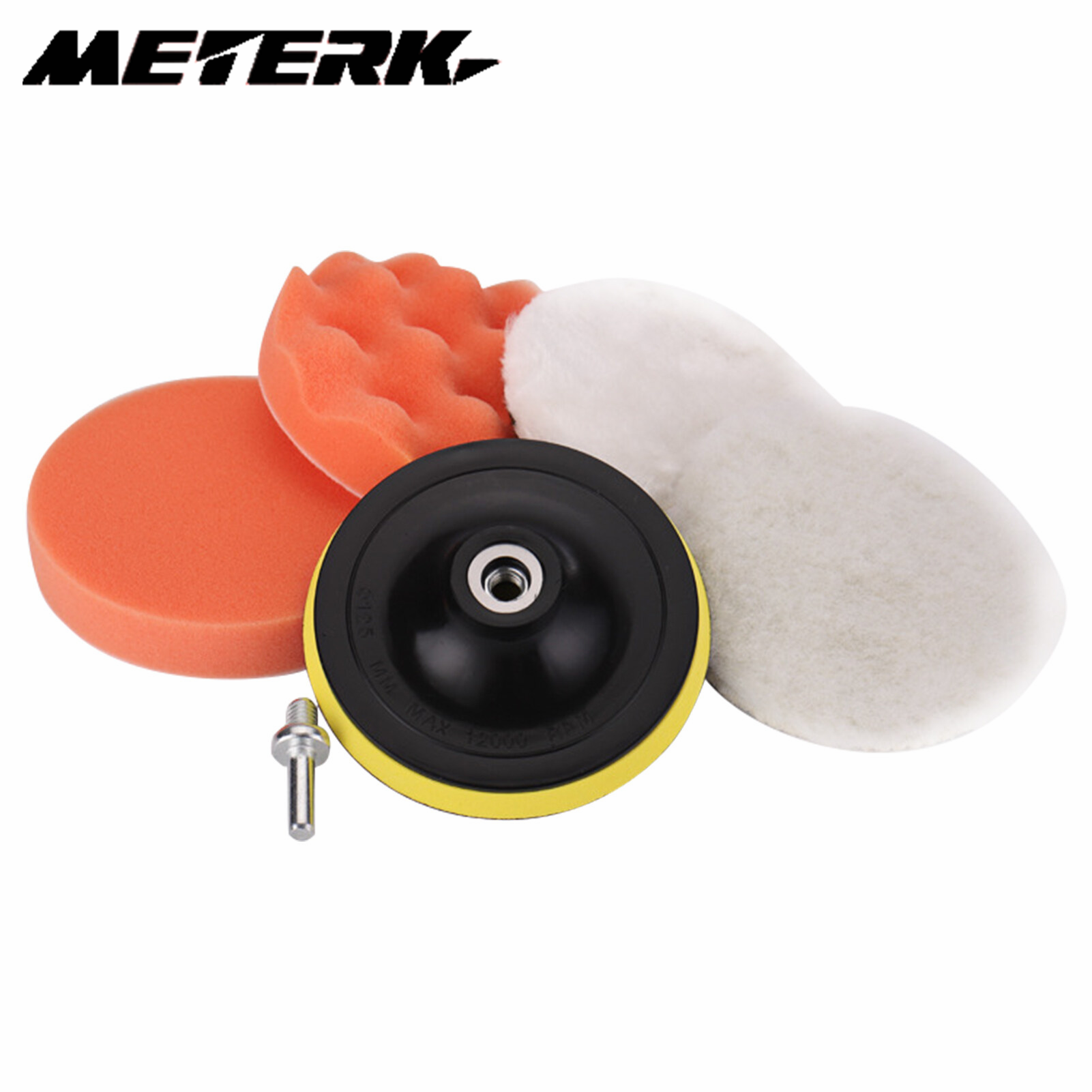 Meterk Car Foam Drill Buffing Pad Polishing Pad Kit 6 Pcs 4 Inch Car Buffer Polishing Kits Sponge and Wool Polishing Pads Set