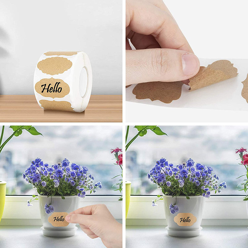 300Pcs/Roll Office Kraft Paper Stickers Food Jar For Classification Label Packaging Baking