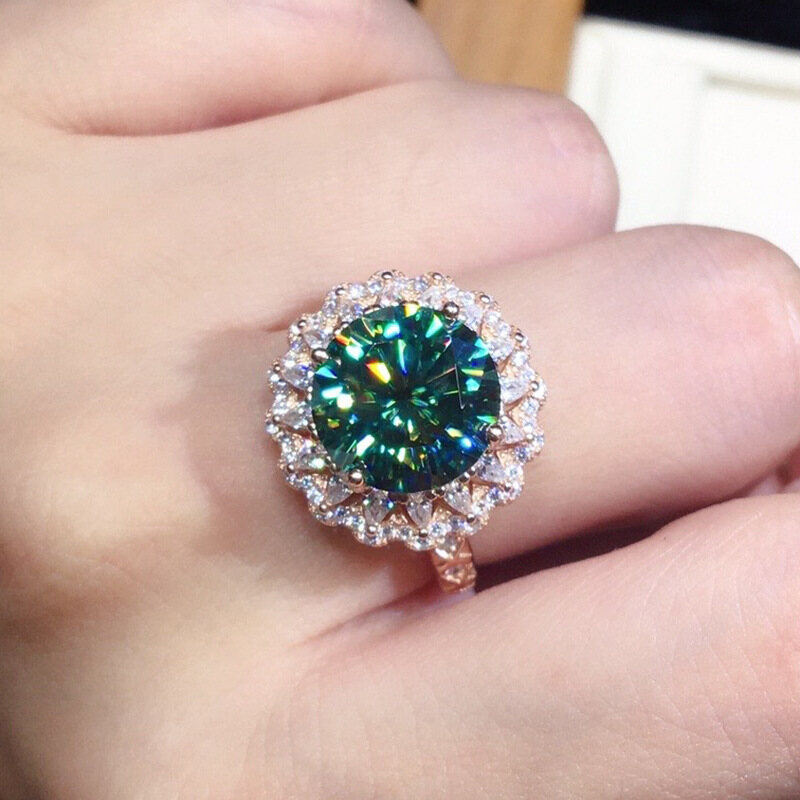 Maldives màu xanh lá cây zircon vòng lửa màu sáng bóng ngón tay vòng