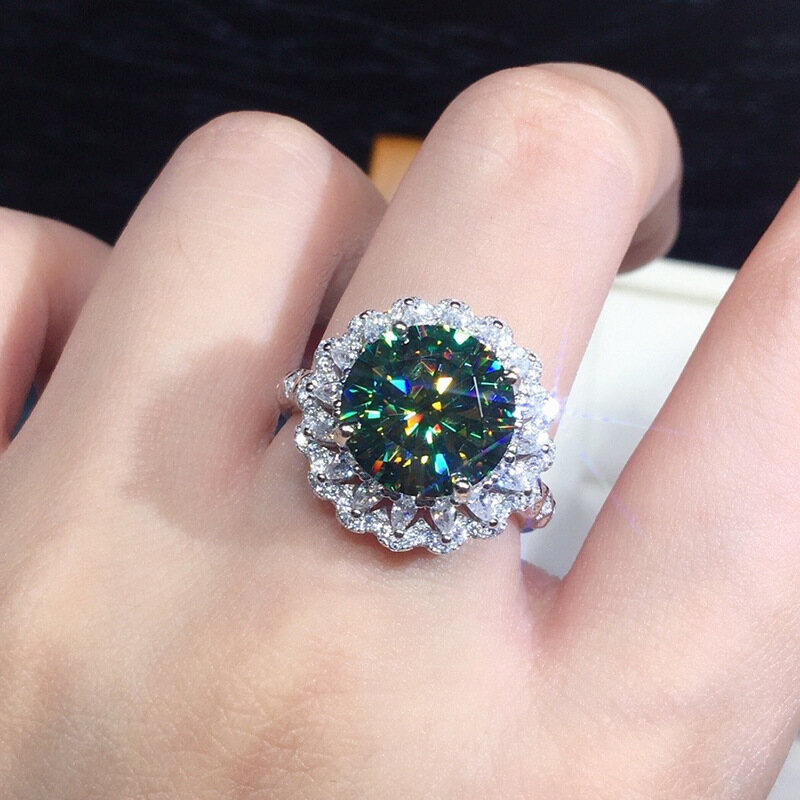 Maldives màu xanh lá cây zircon vòng lửa màu sáng bóng ngón tay vòng