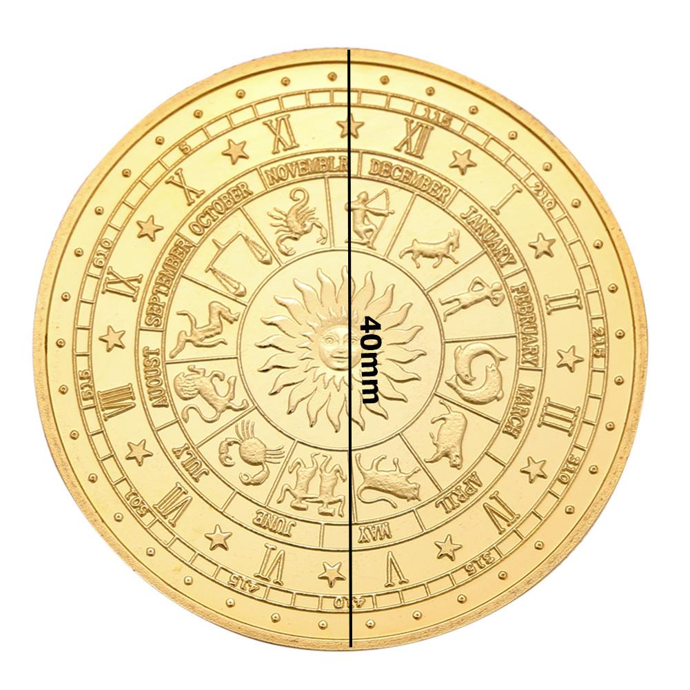 12 Constellation Gold Plated Physical Commemorative Coin Collectible Gift