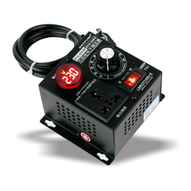 【Bộ Điều Khiển Tốc Độ Xoay Chiều 】Bộ Điều Chỉnh Điện Áp Biến Thiên 4000W Có Thể Điều Chỉnh Cho Bộ Điều Chỉnh Độ Sáng Động Cơ Quạt, Dụng Cụ Kim Loại AC 0-220V