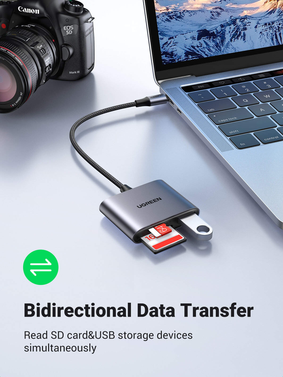 UGREEN 80798 USBC Card Reader Type C to USB SD Micro SD Card Reader
