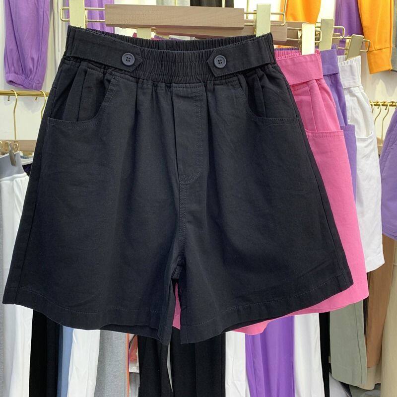 Women's Shorts Summer New Korean High Waist Wide Leg Pants Elastic Waist Casual Versatile Shorts Women's