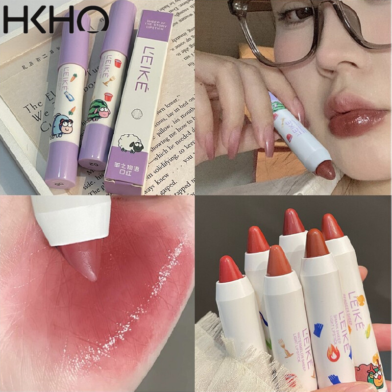 HKHO Cartoon Sheep Lipstick Pen Mist Matte Crayon Lipstick Moisturizing Lip Gloss