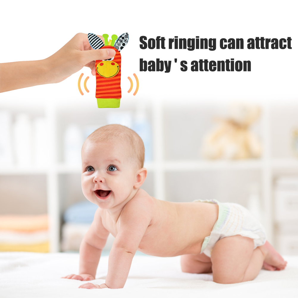 4PCS Baby Rattles ของเล่นถุงเท้าและข้อมือเท้าและ Wrist Rattle Finder ...