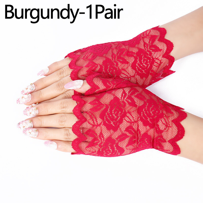 Letian 1 Pair Fingerless Gloves Lace Gloves Women Sun Protection Summer Wedding Driving Gloves Bride Breathable