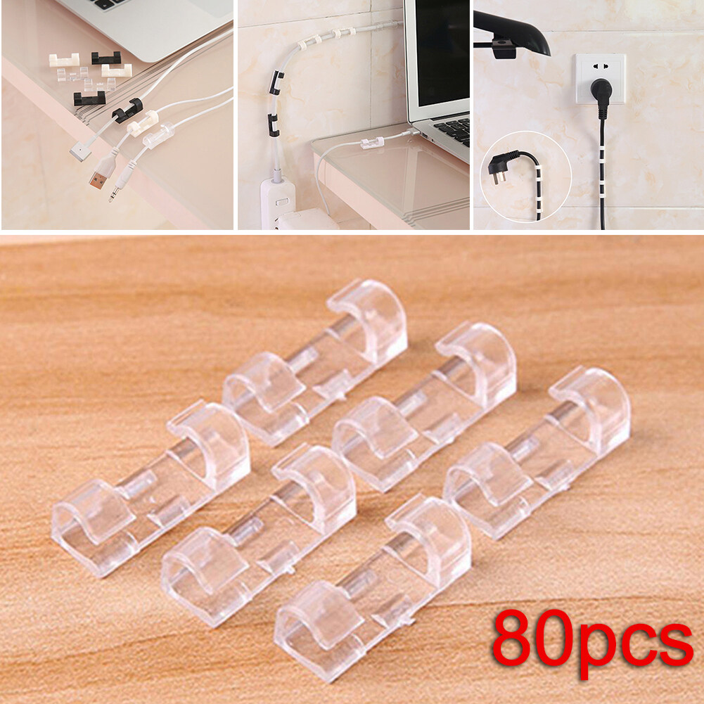 80Pcs Wire Organizer Securing Cable Clamp Storage Clips Buckle Line Finishing 