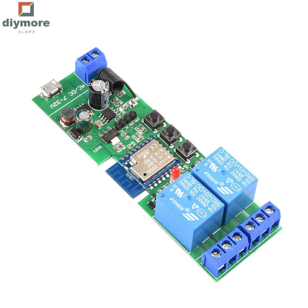 Ziqqucu  dốc USB5V/DC7-32V 4 chiều wifi Bộ hỗ trợ điều khiển từ xa mô-đun chuyển đổi hỗ trợ từ xa tuya ứng dụng điều khiển Wifi + 433Mhz điều khiển từ xa RF