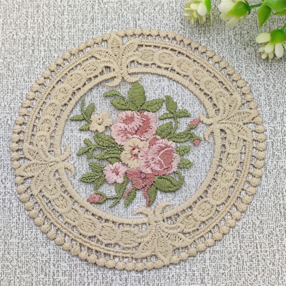 12cm Coaster European Style Coaster Coffee Cups Coaster Bowls Embroidery Craft Vintage Coaster Embroidery Coaster Lace Coaster