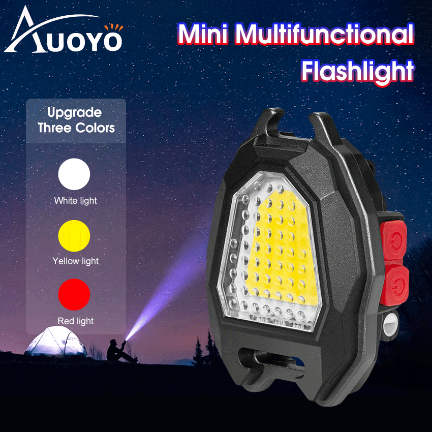 Auoyo พวงกุญแจแสงมินิไฟฉาย LED แบบพกพามัลติฟังก์ชั่ซัง Floodlight