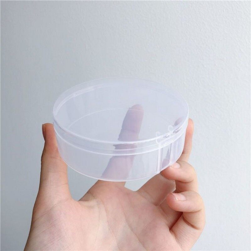Dorisna Dust Puff Storage Box Transparent Round Plastic Box With Lid Plastic Empty Box