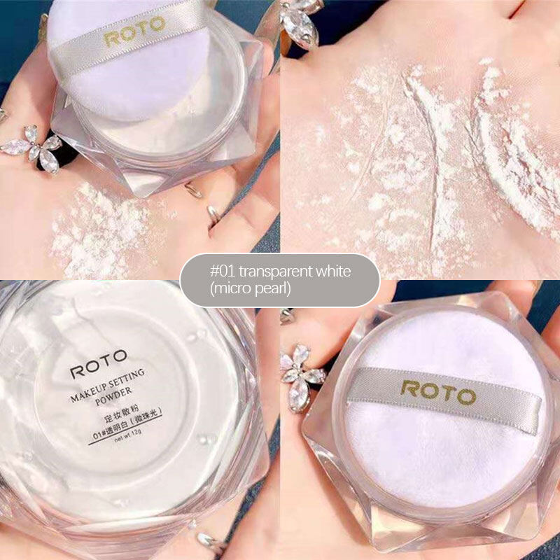 Eryabb 🌸100% Authentic🌸 ROTO Makeup Setting Powder 5 Colors ，Makeup setting powder oil control long-lasting, waterproof and sweat-proof Loose Powder Waterproof Smooth Soft-velvet Blurring Face Powder