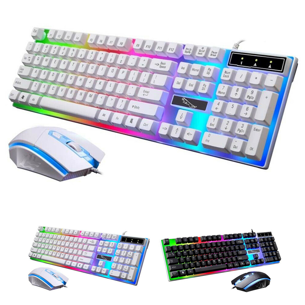 G21 USB Wired Keyboard Mouse Set LED Color Backlight Gaming Computer Mouse Keyboard