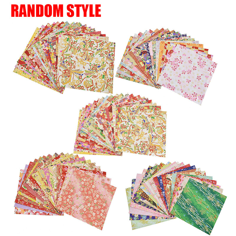 BOAKLI 20PCS Japanese Origami Folding Craft Paper Random Flower Pattern DIY Making Scrapbook (Random style)