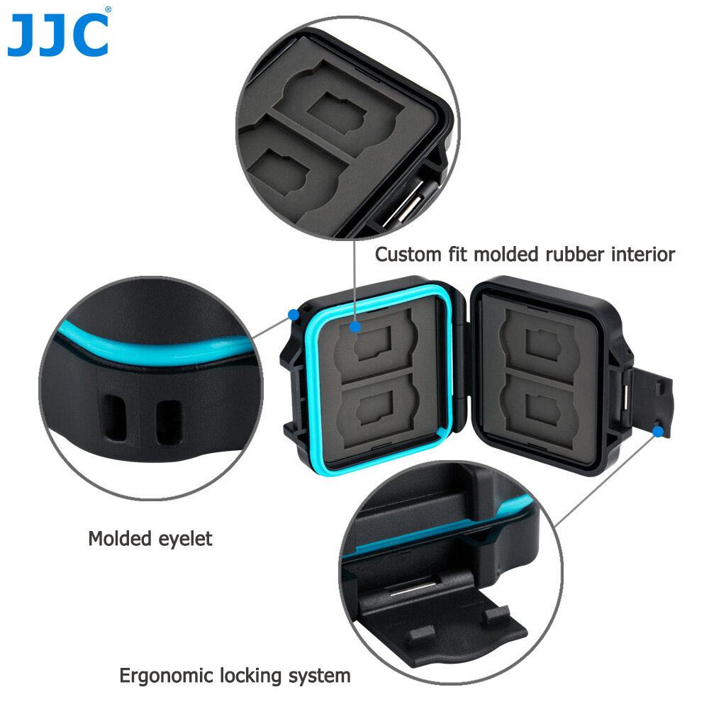 JJC Deluxe 8 Slots Compact Memory Card Case Holder Box Organizer for SD microSD SDXC microSDXC SDHC microSDHC TF Card, Travel-Friendly Memory Card Container with Water-Resistant and Shockproof Function