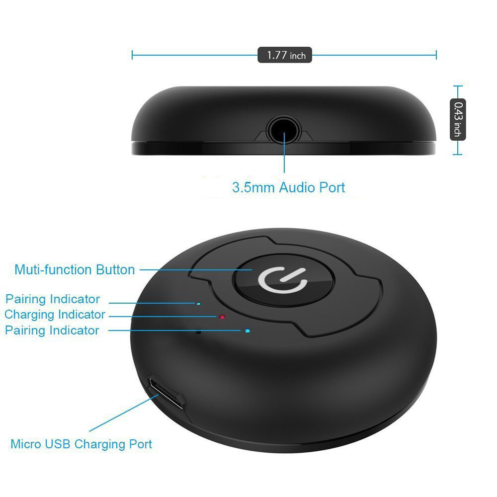 Bộ phát âm thanh vaorlo Bluetooth 5.0, đầu chuyển đổi không dây đa điểm 3.5mm AUX Stereo độ trễ thấp cho PC t V, máy tính xách tay, tai nghe kết nối đa điểm [có thể kết nối hai tai nghe bluetooth cùng một lúc]