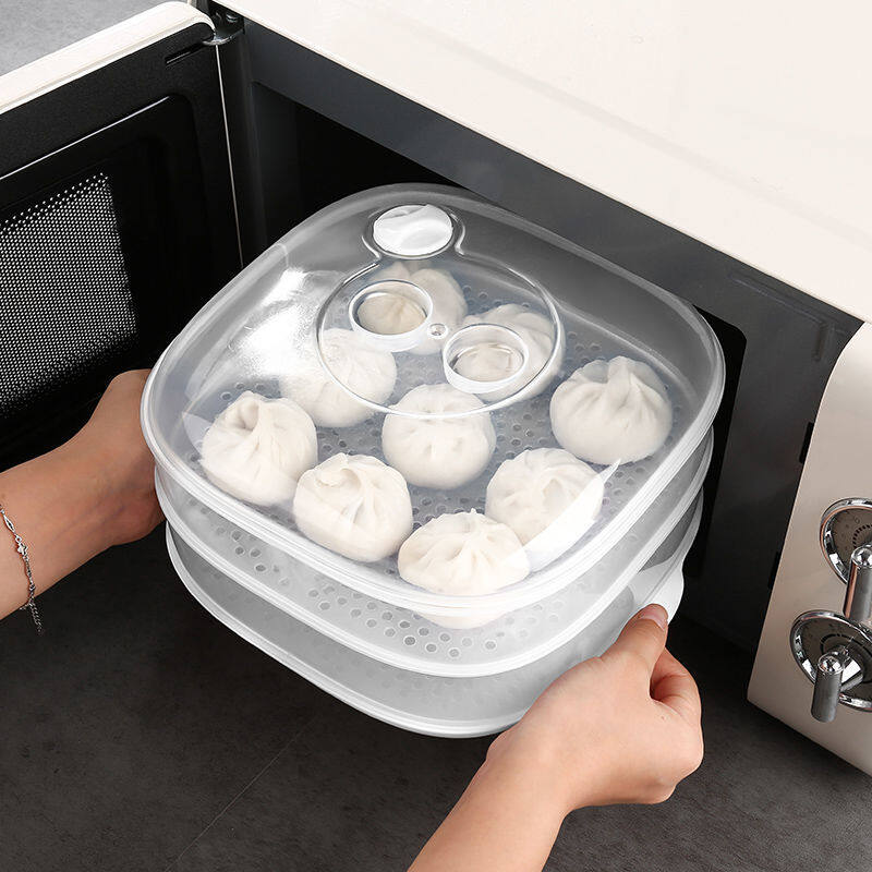 hấp bánh bao, xửng hấp, xửng hấp nhựa có nắp, xửng hấp nhiều tầng chịu nhiệt độ cao lò vi sóng bìa nhiều lớp máy xông hơi đa năng Hộp làm lạnh