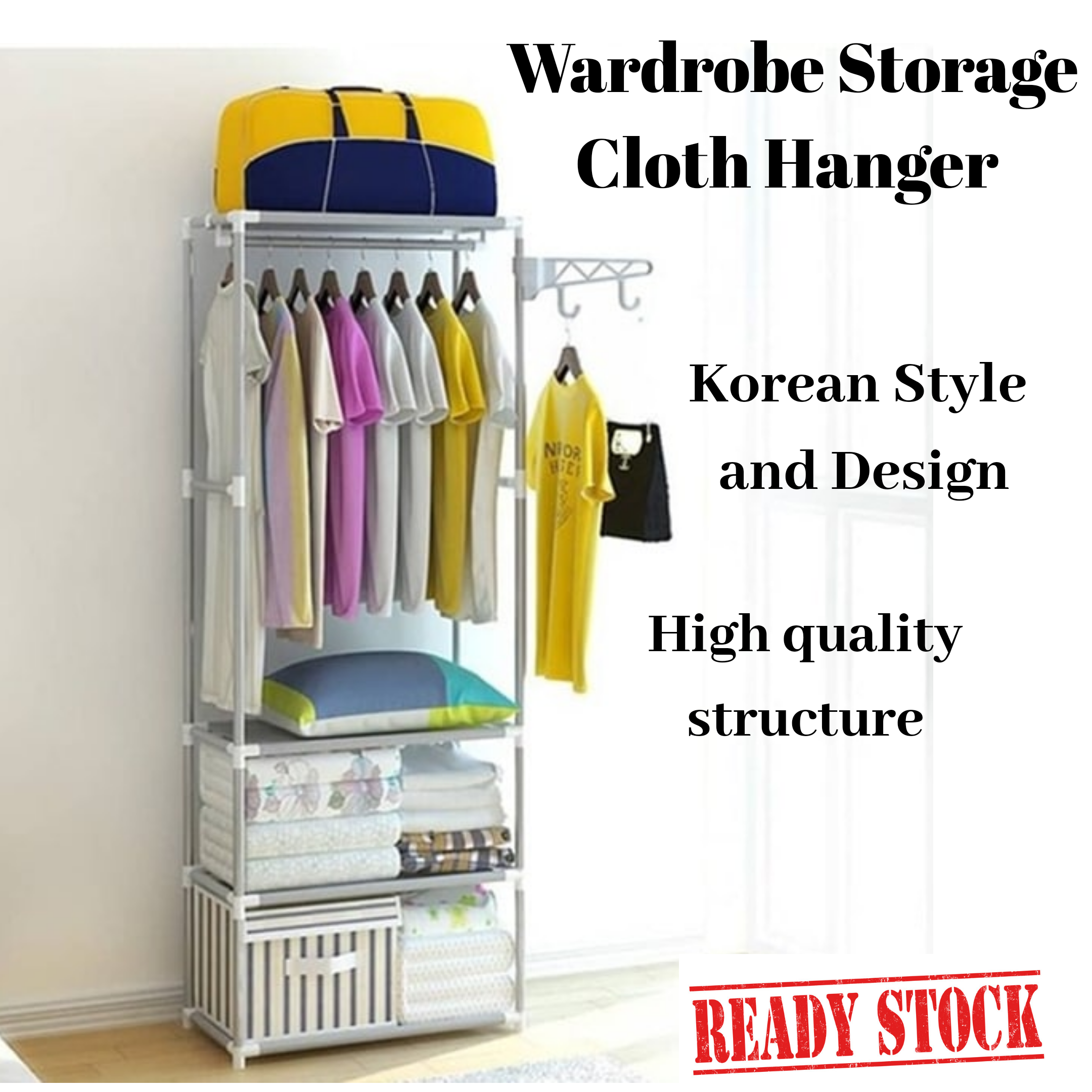 Wardrobe Clothes Hanger Storage Stainless Steel Cabinet Rack Rak Besi Rak Penyangkut Baju Pakaian Lazada