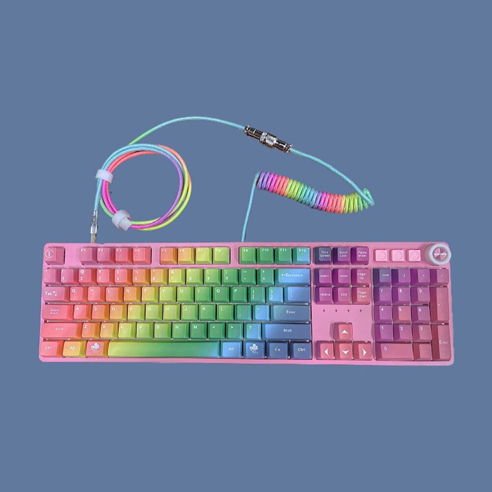 Mechanical Keyboard Aviator Cable Coiled Type-C USB Aviation Connector Spring Wire Desktop Computer Decoration Charging Cord Kit Accessory