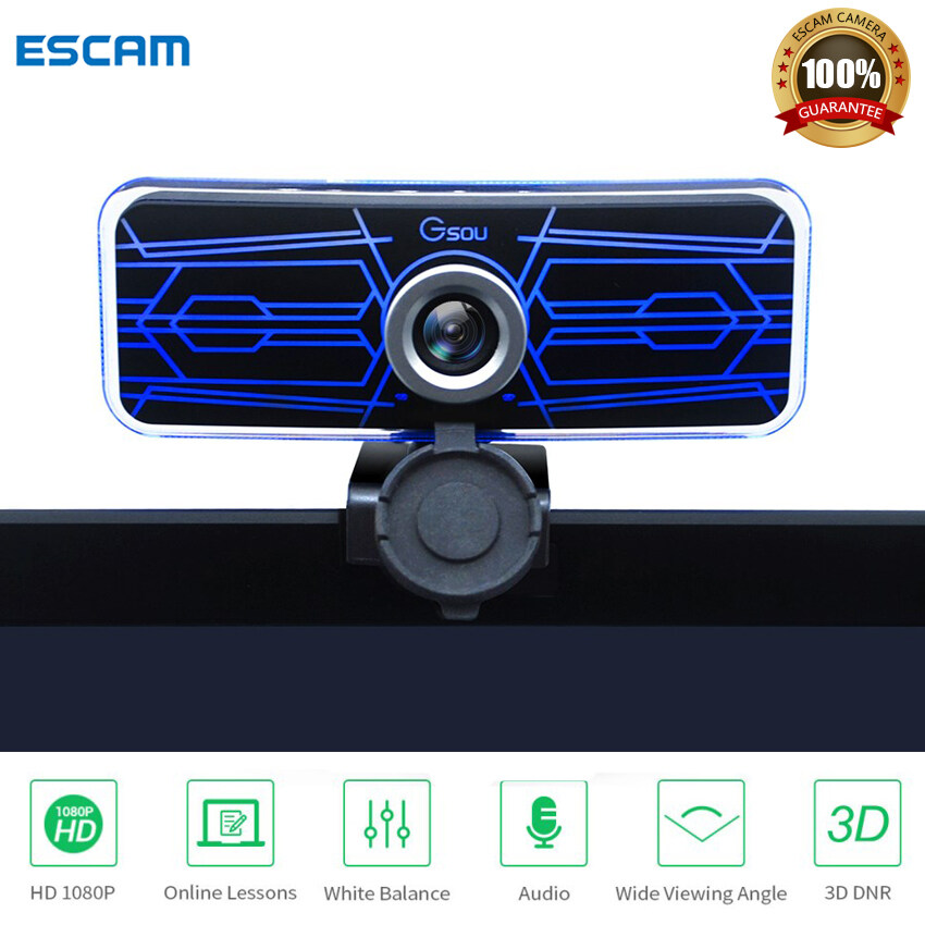 [Hàng Có Sẵn] ESCAM Webcam HD 1080P Cho PC Có Nắp Webcam Tích Hợp Micrô Cho Lớp Học Trực Tuyến...