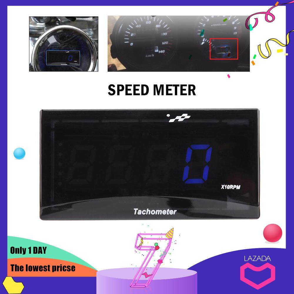 Motorcycle LED Digital Tachometer Speed Meter RPM Tester DC 8-18V for Honda Yamaha Kawasaki Color : Blue