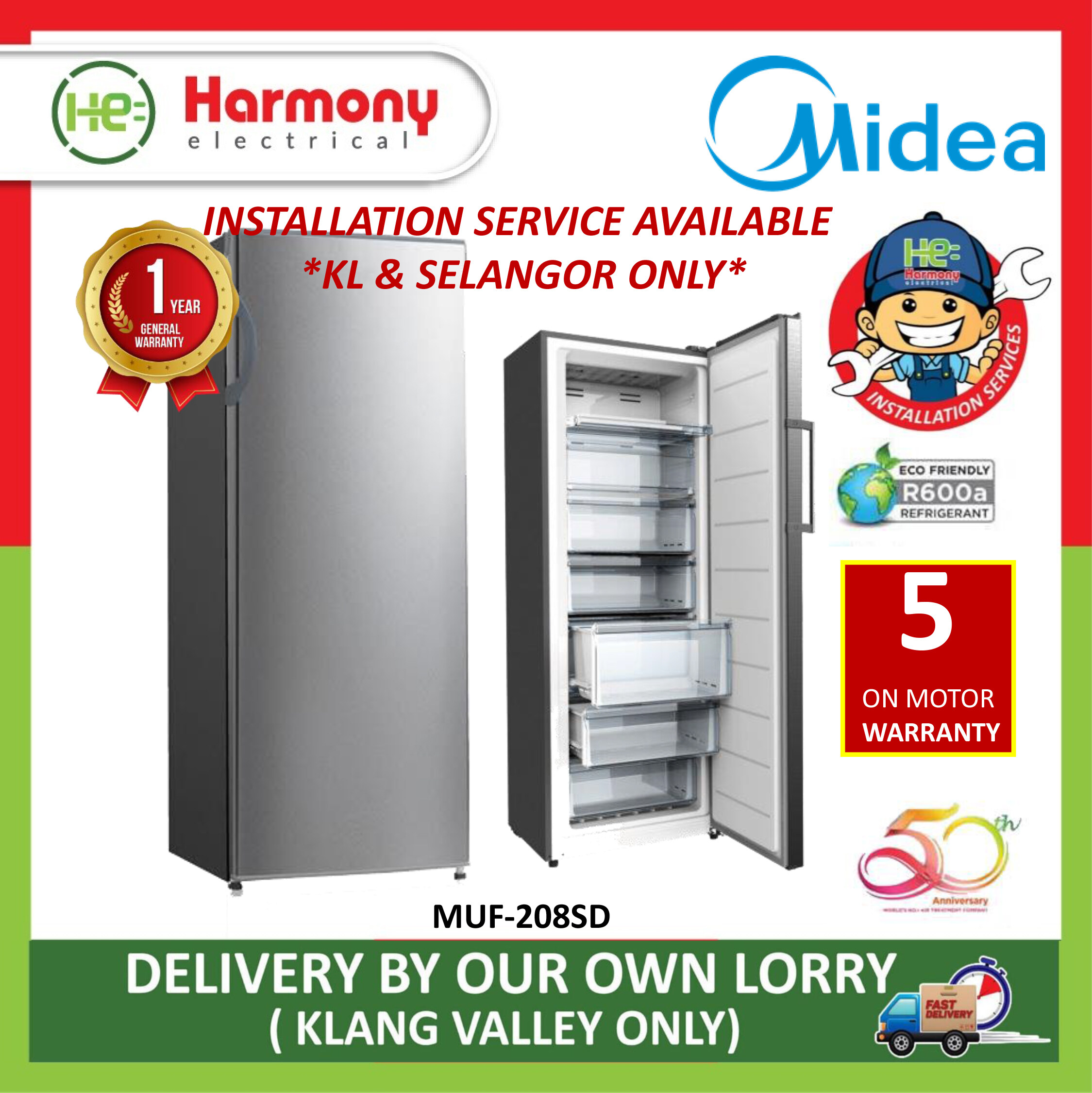 midea upright freezer 188l muf 208sd