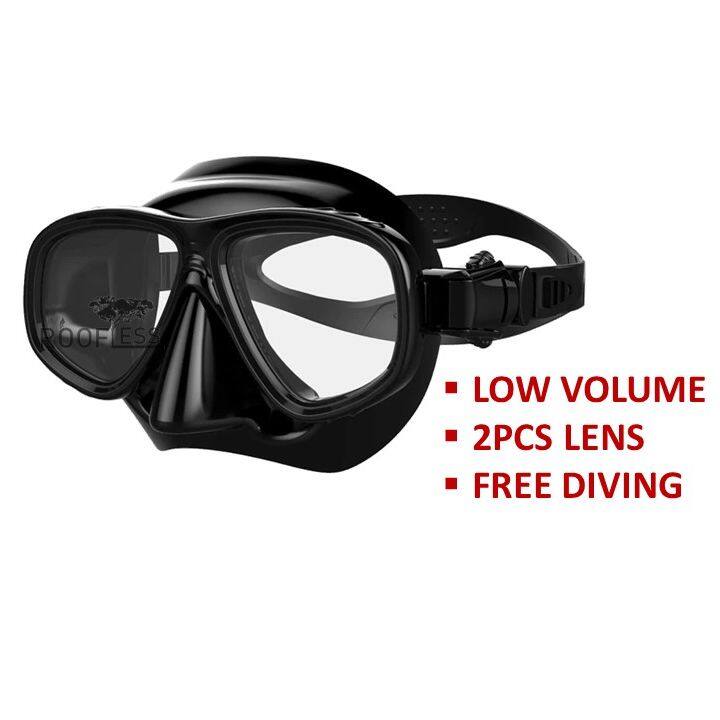 Roofless Professional Free Diving Mask Low Volume Silicone Snorkeling 