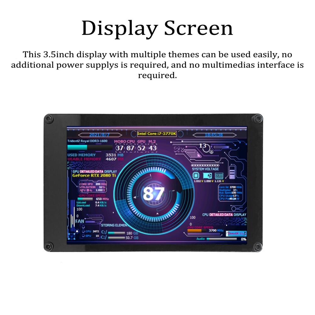Smart Sensor Màn Hình Hiển Thị IPS 3.5 Inch Màn Hình Phụ Màn Hình Mini Màn Hình Dọc Ngang Chuyển Đổi Cổng USB Kép Xoay 360 ° Cho Máy Tính Raspberry Pi Khung Máy Vi Tính ITX