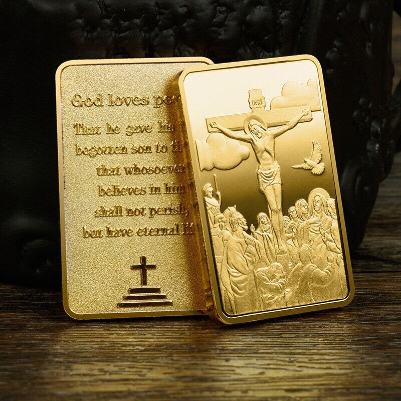 Jesus Christianity Bar Stations Of The Cross Plated Souvenirs God Loves People Collectible Coins Collection Medal
