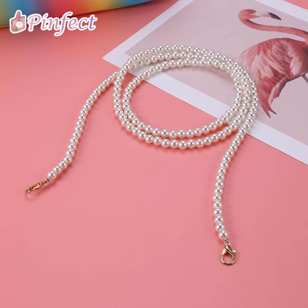 [Pinfect] 100/120cm Vintage Elegant Pearl Bag Strap Belt Women Messenger Shoulder Bag Handbag Portable Handles Replacement Chains DIY Bag Accessories
